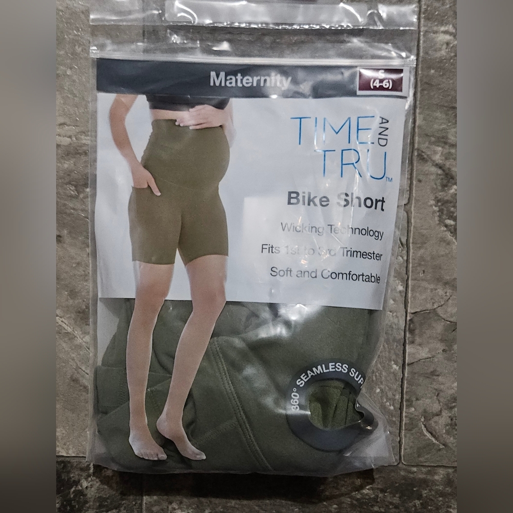 Time and Tru Olive Green Maternity Bike Shorts- Size Small NWT - Picture 6 of 9